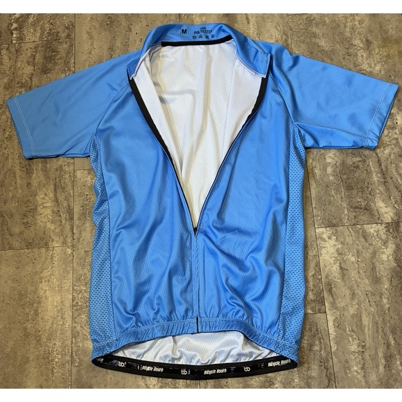 BICYCLE BOOTH Shirt Bike Cycling Jersey Top Lightweight Men's Blue SIZE M - Picture 2 of 7
